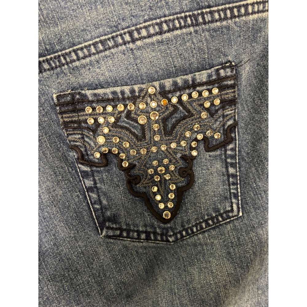 Steve & Barry's Women Blue Embellished Bootcut Jeans Size 16 Medium Wash Denim - Picture 9 of 12
